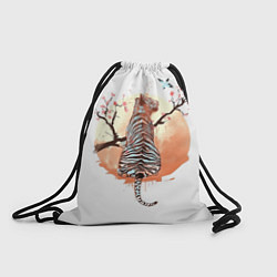 Мешок для обуви Тигр на дереве сакуры