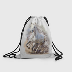 Рюкзак-мешок Белая конь мчится галопом, цвет: 3D-принт