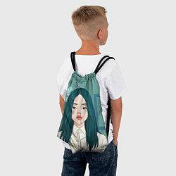 Рюкзак-мешок Billie Eilish: Turquoise Hair, цвет: 3D-принт — фото 2