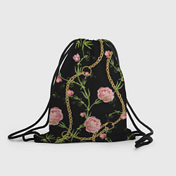 Рюкзак-мешок Versace Золотая цепь и розы, цвет: 3D-принт