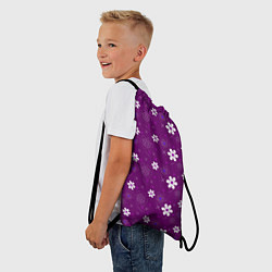 Рюкзак-мешок Узор цветы на фиолетовом фоне, цвет: 3D-принт — фото 2