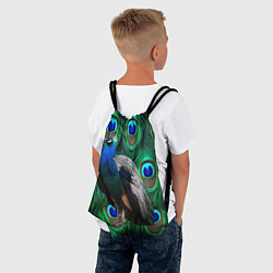 Рюкзак-мешок Павлин на фоне своих перьев, цвет: 3D-принт — фото 2