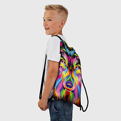 Рюкзак-мешок Neon wolf, цвет: 3D-принт — фото 2
