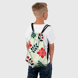 Рюкзак-мешок Цветы, ягоды, листья, цвет: 3D-принт — фото 2