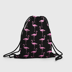 Рюкзак-мешок Фламинго Чёрная, цвет: 3D-принт