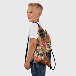 Рюкзак-мешок Мопсики Цветочки, цвет: 3D-принт — фото 2