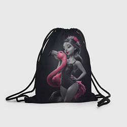 Рюкзак-мешок Девушка с фламинго, цвет: 3D-принт
