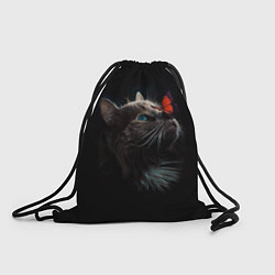 Рюкзак-мешок Котик и бабочка, цвет: 3D-принт