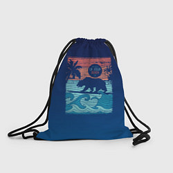 Рюкзак-мешок Медведь на серфинге, цвет: 3D-принт