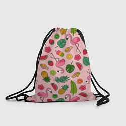 Рюкзак-мешок Фламинго Лето, цвет: 3D-принт