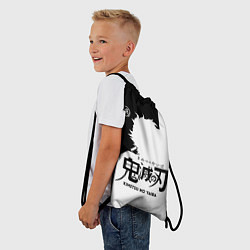 Рюкзак-мешок Черно белый силуэт Танджиро, цвет: 3D-принт — фото 2