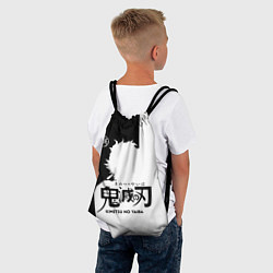 Рюкзак-мешок Черно белый силуэт Танджиро, цвет: 3D-принт — фото 2