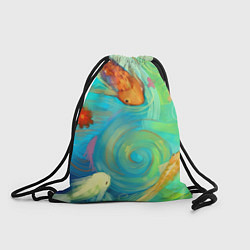 Рюкзак-мешок Золотые рыбы в море абстракции, цвет: 3D-принт