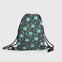Рюкзак-мешок Цветочный узор на темном фоне, цвет: 3D-принт