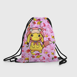 Рюкзак-мешок Пикачу в цветочках, цвет: 3D-принт