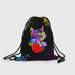 Рюкзак-мешок РАДУЖНЫЙ КОТИК RAINBOW KITTY, цвет: 3D-принт