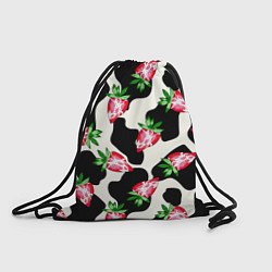 Рюкзак-мешок Клубника на коровьей шкуре, цвет: 3D-принт