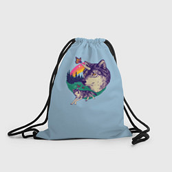 Рюкзак-мешок Волк единорог, цвет: 3D-принт