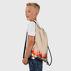Рюкзак-мешок Черепа в Огне Бежевый, цвет: 3D-принт — фото 2