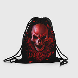 Рюкзак-мешок Красный череп в кровавых розах, цвет: 3D-принт