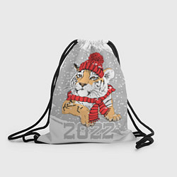Рюкзак-мешок Тигр в красной шапке, цвет: 3D-принт