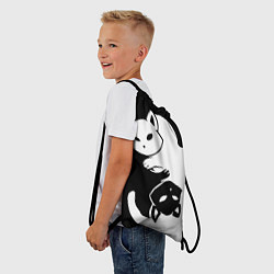 Рюкзак-мешок Черный и белый кот кувыркаются, цвет: 3D-принт — фото 2