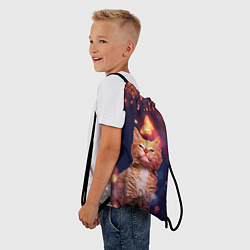 Рюкзак-мешок РЫЖИЙ КОТ И БАБОЧКА, цвет: 3D-принт — фото 2