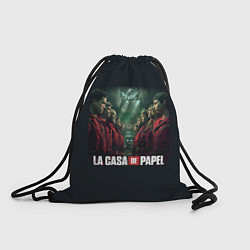 Рюкзак-мешок ПЕРСОНАЖИ БУМАЖНЫЙ ДОМ - LA CASA DE PAPEL, цвет: 3D-принт