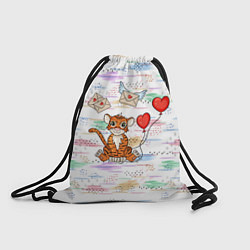 Рюкзак-мешок Милый влюбленный тигренок 2022, цвет: 3D-принт