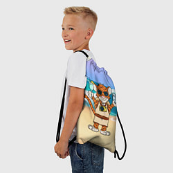 Рюкзак-мешок Тигр в отпуске на новый год на море, цвет: 3D-принт — фото 2