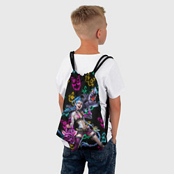 Рюкзак-мешок JINX ARCANE NEON MEOW! LOL, цвет: 3D-принт — фото 2