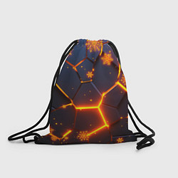 Рюкзак-мешок НОВОГОДНИЕ ОГНЕННЫЕ 3D ПЛИТЫ FIRE NEON HEXAGON, цвет: 3D-принт