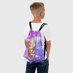 Рюкзак-мешок День Рождения - Медвежонок с шариками, цвет: 3D-принт — фото 2