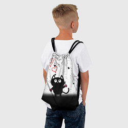 Рюкзак-мешок Котик в тумане Сердечки, цвет: 3D-принт — фото 2