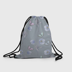 Рюкзак-мешок Бабочки и цветы голубого мака, цвет: 3D-принт