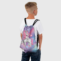 Рюкзак-мешок Розовый единорог на абстрактном фоне, цвет: 3D-принт — фото 2