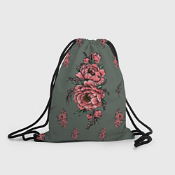 Рюкзак-мешок Нежные пионы на сером фоне, цвет: 3D-принт