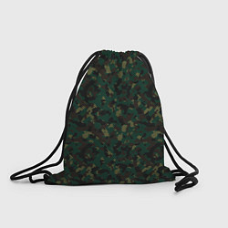 Рюкзак-мешок Тёмно-Зелёный Сеточный Камуфляж, цвет: 3D-принт