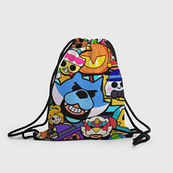 Рюкзак-мешок BRAWL Значки на скины бойцов Пины Бравл Старс, цвет: 3D-принт