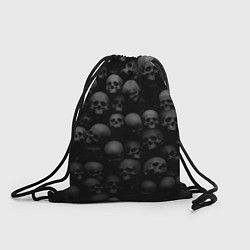 Рюкзак-мешок Черепа на черном фоне паттерн, цвет: 3D-принт