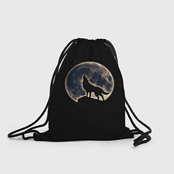 Рюкзак-мешок Силуэт волка под луной, цвет: 3D-принт