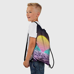 Рюкзак-мешок Vaporwave Закат солнца в горах Neon, цвет: 3D-принт — фото 2