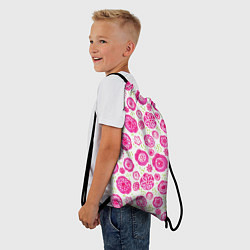 Рюкзак-мешок Яркие розовые цветы в дудл стиле, абстракция, цвет: 3D-принт — фото 2