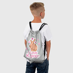 Рюкзак-мешок Я люблю K-pop - жест Хани, цвет: 3D-принт — фото 2