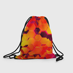 Рюкзак-мешок НЕОНОВЫЕ ГРАДИЕНТНЫЕ 3D гексаэдры, цвет: 3D-принт