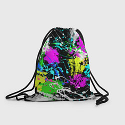 Рюкзак-мешок Разноцветные пятна краски на черном фоне, цвет: 3D-принт