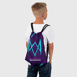 Рюкзак-мешок Символ Watch Dogs в неоновых цветах на темном фоне, цвет: 3D-принт — фото 2