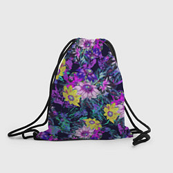 Рюкзак-мешок Цветы Жёлто-Фиолетовые, цвет: 3D-принт