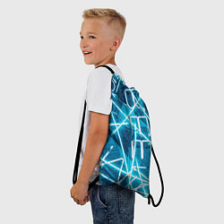 Рюкзак-мешок Неоновые лучи и неоновые надписи - Голубой, цвет: 3D-принт — фото 2