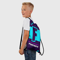 Рюкзак-мешок Символ Fortnite в неоновых цветах на темном фоне, цвет: 3D-принт — фото 2